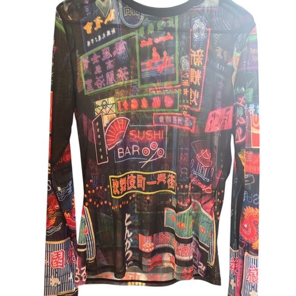 Current Mood Neon Graphic Mesh Top - Picture 4 of 4